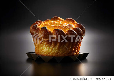 Kouign Amann on black background created with generative AI technology 99283093
