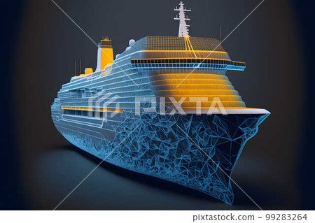 Hologram cruise liner, created with generative AI technology Hologram cruise liner, created with generative AI technology 99283264