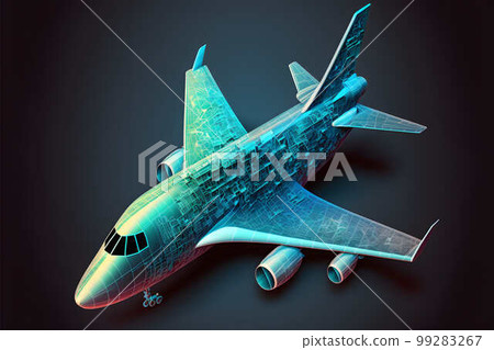 Hologram jet aircraft, created with generative AI technology 99283267