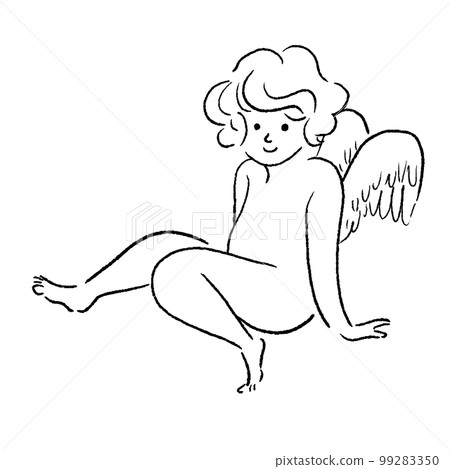 Vector line drawing of an angel Vector line drawing of an angel 99283350