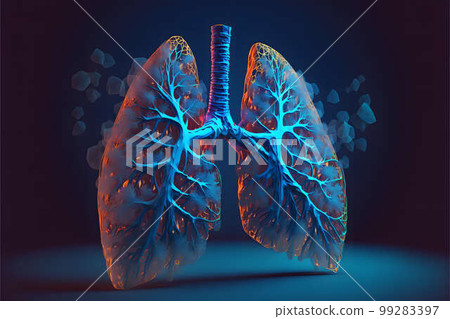 Hologram of lungs, created with generative AI technology Hologram of lungs, created with generative AI technology 99283397