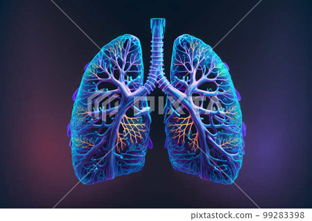 Hologram of lungs, created with generative AI technology 99283398