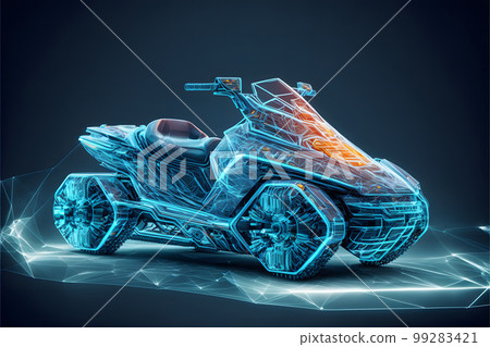 Hologram of snowmobile created with generative AI technology Hologram of snowmobile created with generative AI technology 99283421