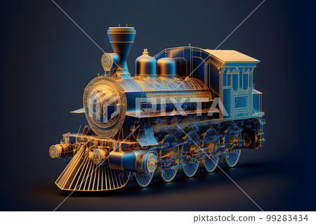 Hologram steam locomotive created with generative AI technology Hologram steam locomotive created with generative AI technology 99283434