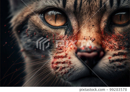 Cat after fight with another cat created with generative AI technology 99283578