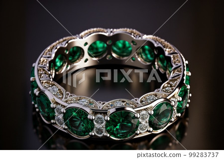 Emerald and Diamond Eternity Ring created with generative AI technology 99283737