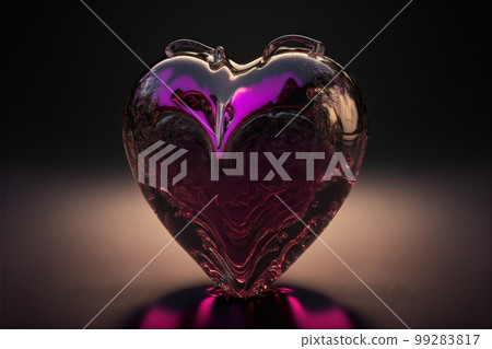Heart of glass in color 2023 year Viva Magenta, Valentine's Day concept created with generative AI technology Heart of glass in color 2023 year Viva Magenta, Valentine's Day concept created with generative AI technology 99283817