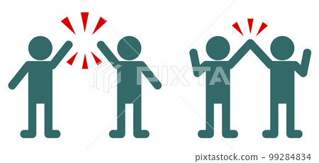 Illustration of a person giving a high five happily with success 99284834