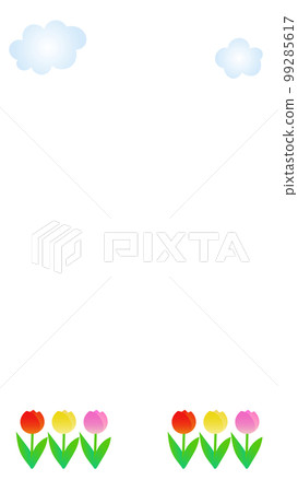 Background illustration of tulips and clouds 9:16 Background illustration of tulips and clouds 9:16 99285617