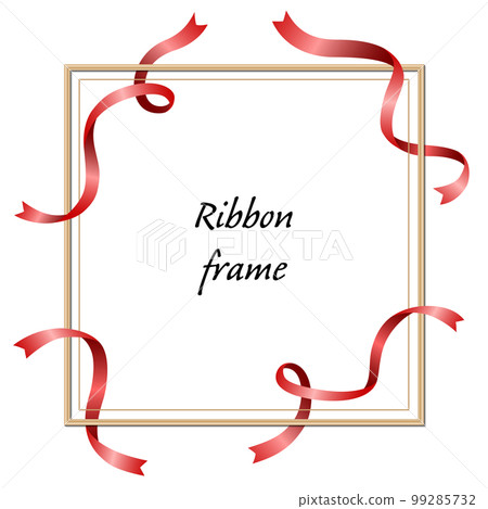 Illustration of a wooden frame decorated with a red ribbon (white background, vector, clipping) Illustration of a wooden frame decorated with a red ribbon (white background, vector, clipping) 99285732