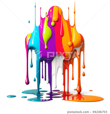 Colorful paint dripping. Abstract color splash isolated on white background. Colorful paint dripping. Abstract color splash isolated on white background. 99286703