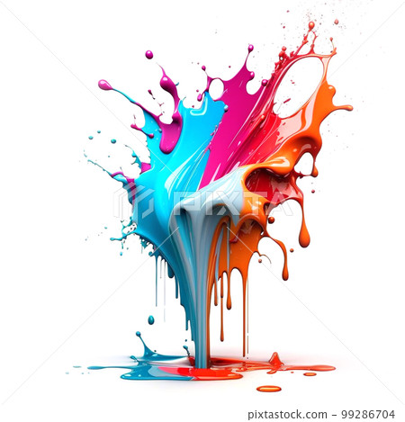 Colorful paint dripping. Abstract color splash isolated on white background. Colorful paint dripping. Abstract color splash isolated on white background. 99286704