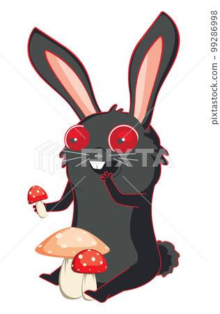 Black bunny and amanita 99286998