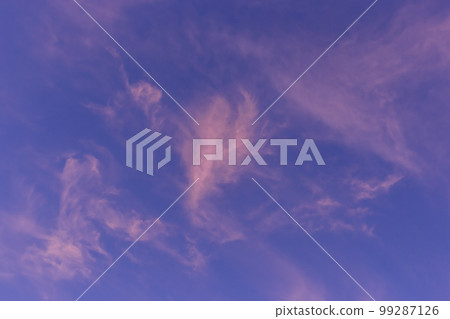 Pink soft sky clouds background blue atmosphere wind evening landscape nature 99287126