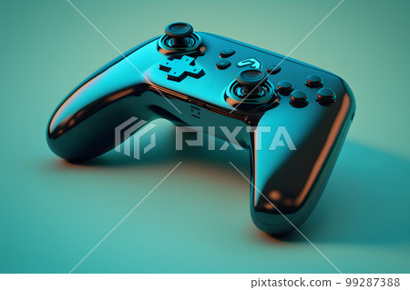 Console gaming controller with many buttons and glossy shiny body surface. Neural network AI generated art 99287388