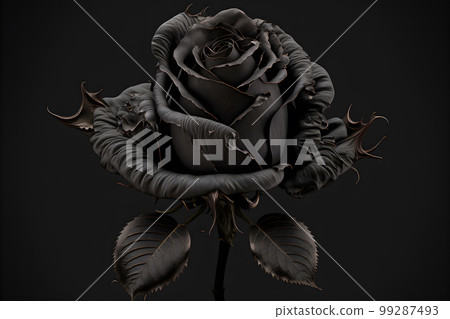 Black monochrome rose flower on deep dark background. Neural network AI generated art Black monochrome rose flower on deep dark background. Neural network AI generated art 99287493
