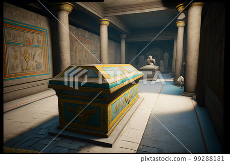 Interior of sacred tombs in pyramids from Giza, Egypt. Neural network AI generated art 99288181
