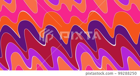 Seamless pattern with wavy lines in pink and orange colors. 99288250