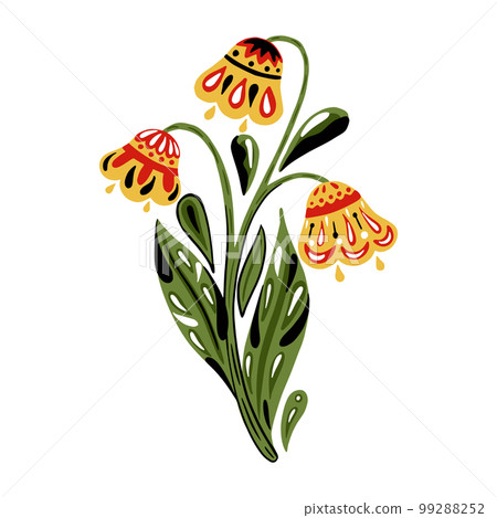 Cute hand drawn doodle flowers isolated on white background. Cute hand drawn doodle flowers isolated on white background. 99288252