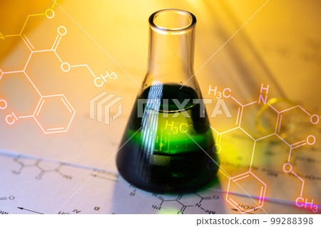 Chemical tube with reaction formula Chemical tube with reaction formula 99288398