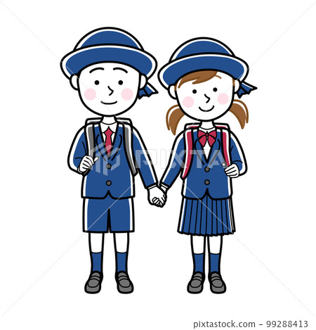 小學男孩和女孩手牽手 99288413