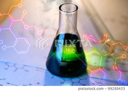 Chemical tube with reaction formula Chemical tube with reaction formula 99288433