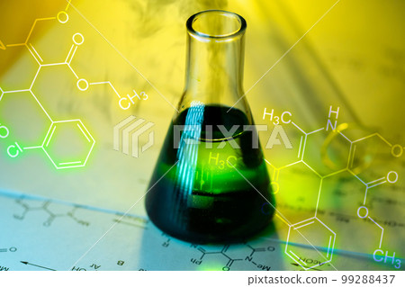 Chemical tube with reaction formula Chemical tube with reaction formula 99288437