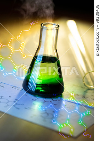 Chemical tubes with reaction formulas Chemical tubes with reaction formulas 99288438