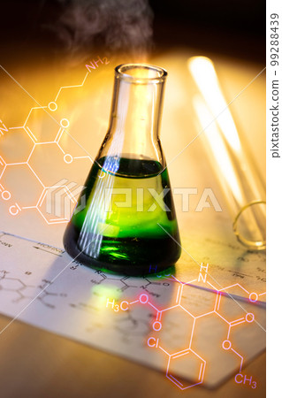 Chemical tubes with reaction formulas Chemical tubes with reaction formulas 99288439