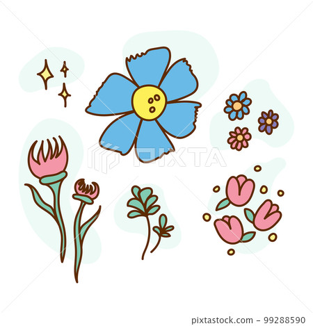Silhouette of herbs and flowers. A set of flowers Silhouette of herbs and flowers. A set of flowers 99288590