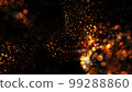 yellow glowing particles circles in the air. Abstract background with particles. 3d render 99288860