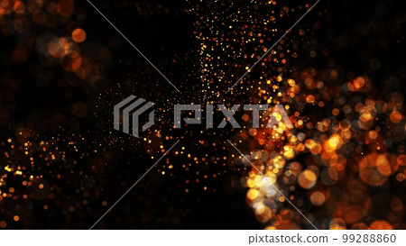 yellow glowing particles circles in the air. Abstract background with particles. 3d render 99288860