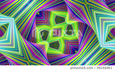 3d render. Abstract symmetrical background, 3d elements light up like bulbs with multicolor neon light. Bg for show or events, exhibitions, festivals 3d render. Abstract symmetrical background, 3d elements light up like bulbs with multicolor neon light. Bg for show or events, exhibitions, festivals 99288861