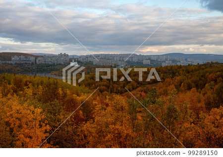 Murmansk in autumn. Beautiful view of the autumn city. Murmansk in autumn. Beautiful view of the autumn city. 99289150