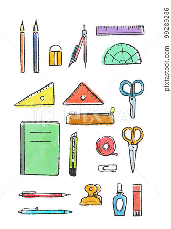 Illustration of simple and gentle colorful stationery Illustration of simple and gentle colorful stationery 99289286