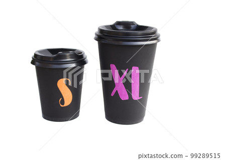 Disposable black cardboard cup isolated on a white background, Eco cup for coffee and tea. Ecology Idea Concept Disposable black cardboard cup isolated on a white background, Eco cup for coffee and tea. Ecology Idea Concept 99289515