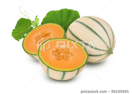 Cantaloupe melon isolated on white background with full depth of field, 99289995