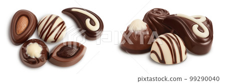 Chocolate candy isolated on white background with full depth of field. Top view. Flat lay. Chocolate candy isolated on white background with full depth of field. Top view. Flat lay. 99290040