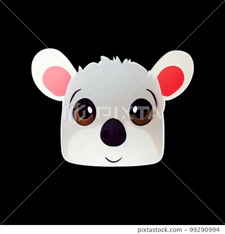 Cute koala head sticker on black background. Cartoon character illustration. AI-generated 99290994