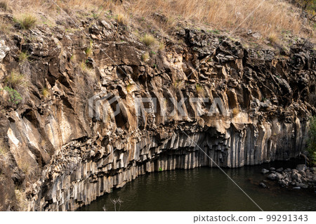 The Hexagon Pool Breichat HaMeshushim is a natural pool by the Meshushim River in the Yehudiya Forest Nature Reserve, the central Golan Heights. 99291343