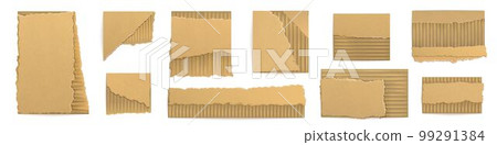 Set of torn brown cardboard pieces 99291384