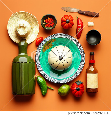 Hispanic still life, top view, AI generated 99292051