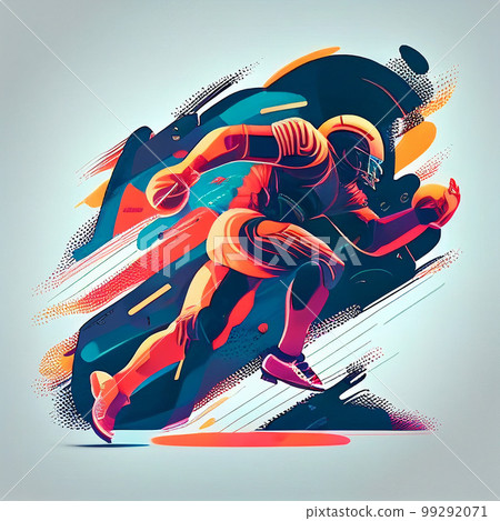 American football or gridiron illustrations showcasing the dynamic movements of the game. AI generated 99292071