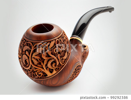 wooden smoking pipe isolated on white background. ai generated wooden smoking pipe isolated on white background. ai generated 99292386