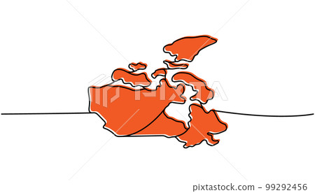 Canada silhouette colored one line continuous drawing. Canada country silhouette continuous one line colorful illustration. Vector linear illustration Canada silhouette colored one line continuous drawing. Canada country silhouette continuous one line colorful illustration. Vector linear illustration 99292456