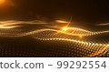 Abstract yellow orange glowing waves from particles and dots energy magical futuristic hi-tech, abstract background 99292554