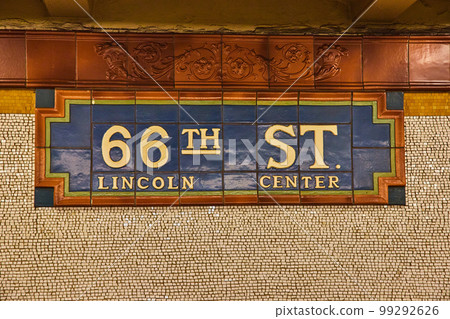 New York City subway mosaic signage 66th Street Lincoln Center 99292626
