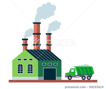 truck rides to an industrial plant with pipes. 99293024