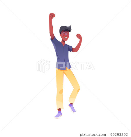 Happy Man Character Rejoicing and Cheering Vector Illustration 99293292