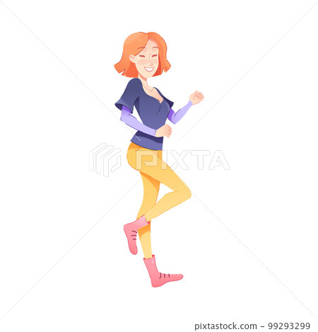Happy Woman Character Rejoicing and Cheering Vector Illustration 99293299